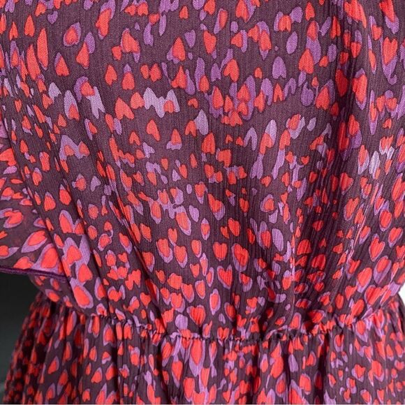 Anna Sui Purple and Red Animal Print One Shoulder Mini Dress 100% Silk Size 4 - Picture 4 of 9